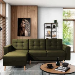 Wohnen Sofas|Sofa*Bettsofa Polsterecke in Oliv Grün - Joshua