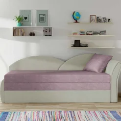 Wohnen Schlafsofas*Bettsofa Recamiere in Altrosa und Hellgrau - Loreo