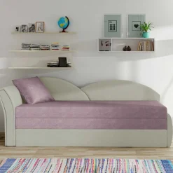 Wohnen Schlafsofas*Bettsofa Recamiere in Altrosa und Hellgrau - Loreo