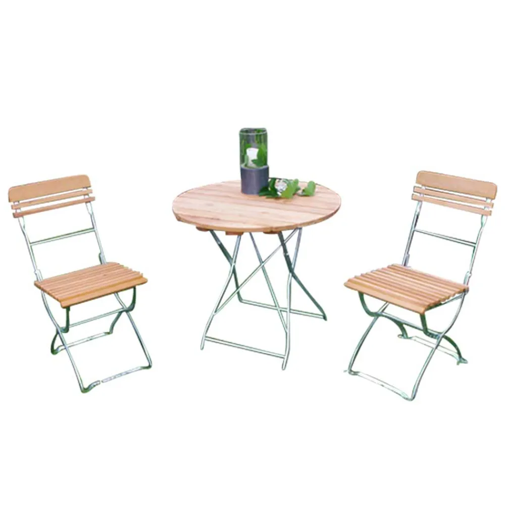 Wohnen Metall-Gartenmöbel|Balkonmöbel*Biergarten Garnitur für 2 Personen Riumana mit Klapptisch rund (dreiteilig)