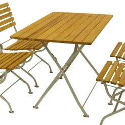 Wohnen Sitzgruppe|Balkonmöbel*Biergarten Gartengarnitur aus Robinie & Stahl - Haita (fünfteilig)