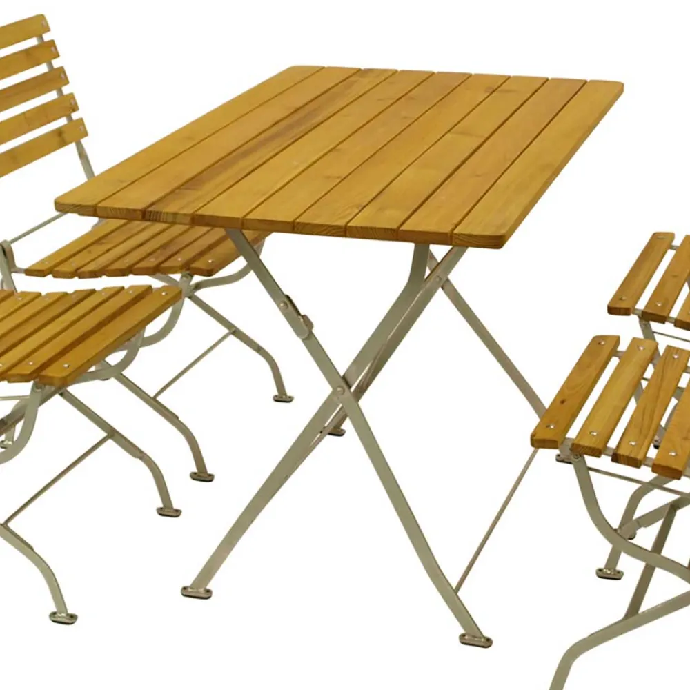 Wohnen Sitzgruppe|Balkonmöbel*Biergarten Gartengarnitur aus Robinie & Stahl - Haita (fünfteilig)