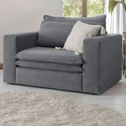 Wohnen Graue Möbel|Sessel*Big Sessel aus Cord in Anthrazit - Ruffos