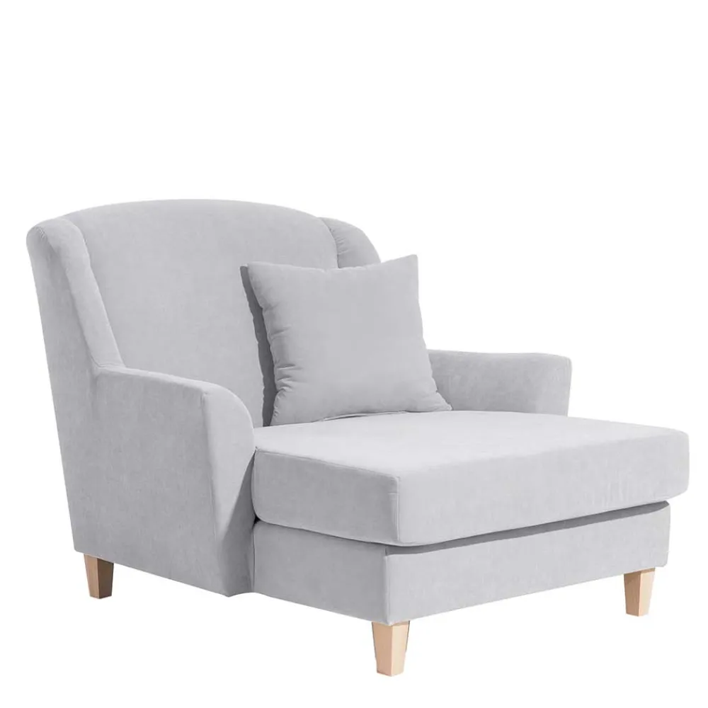 Wohnen Sessel & Hocker|Sessel*Big Wohnzimmersessel in Silbergrau Velours - Ortomola