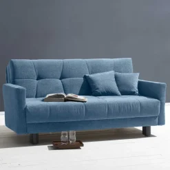 Wohnen Sofas|Sofa*Blaue Klappcouch mit Stoffbezug Flachgewebe - Lech