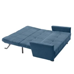 Wohnen Sofas|Sofa*Blaue Klappcouch mit Stoffbezug Flachgewebe - Lech