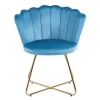 Wohnen Retro Möbel|Küchenstühle*Blaue Samtstühle mit Muschel Design Lehne - Candelcero (2er Set)