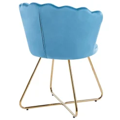 Wohnen Retro Möbel|Küchenstühle*Blaue Samtstühle mit Muschel Design Lehne - Candelcero (2er Set)