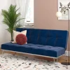 Wohnen Schlafsofas*Blaue Schlafcouch mit Samt Bezug - Otrando