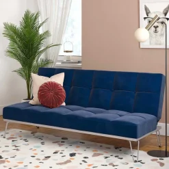 Wohnen Schlafsofas*Blaue Schlafcouch mit Samt Bezug - Otrando