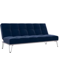 Wohnen Schlafsofas*Blaue Schlafcouch mit Samt Bezug - Otrando