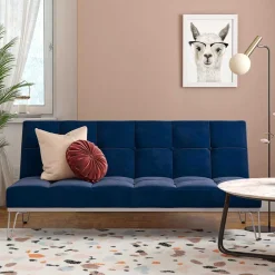 Wohnen Schlafsofas*Blaue Schlafcouch mit Samt Bezug - Otrando