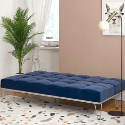 Wohnen Schlafsofas*Blaue Schlafcouch mit Samt Bezug - Otrando