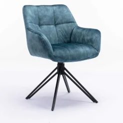 Wohnen Blauer Armlehnenstuhl aus Velours - Paleara (2er Set)