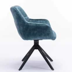 Wohnen Blauer Armlehnenstuhl aus Velours - Paleara (2er Set)