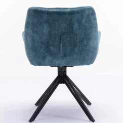 Wohnen Blauer Armlehnenstuhl aus Velours - Paleara (2er Set)