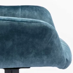 Wohnen Blauer Armlehnenstuhl aus Velours - Paleara (2er Set)