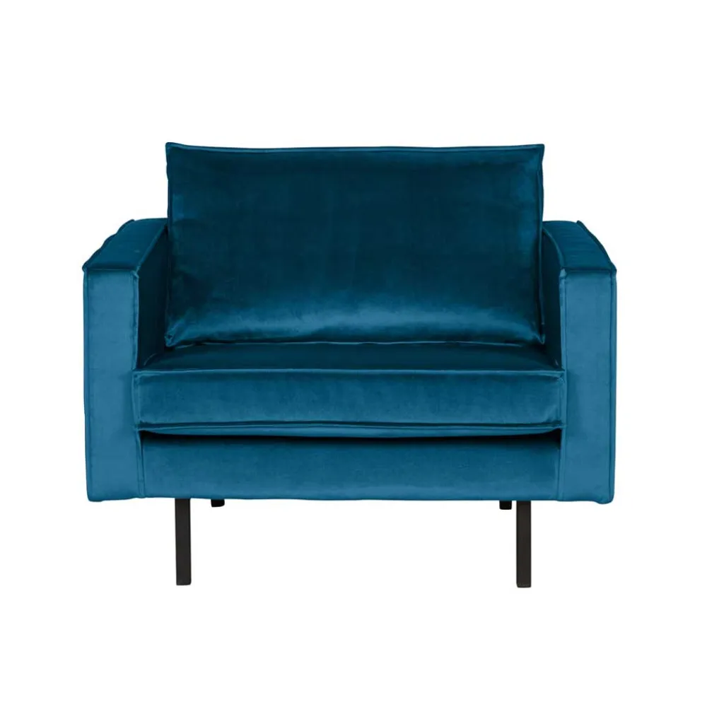 Wohnen Retro Möbel|Sessel*Blauer Samt-Sessel Cumagon im Retrostil