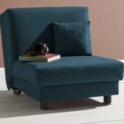 Wohnen Sofas|Sofa*Blauer Schlafsessel mit Flachgewebe Stoffbezug - Tirenaso