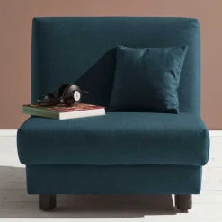 Wohnen Sofas|Sofa*Blauer Schlafsessel mit Flachgewebe Stoffbezug - Tirenaso