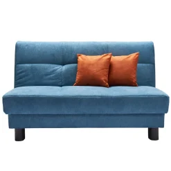 Wohnen Schlafsofas*Blaues Schlafsofa mit Kissen Orange Damiette als 2-Sitzer oder 3-Sitzer