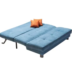 Wohnen Schlafsofas*Blaues Schlafsofa mit Kissen Orange Damiette als 2-Sitzer oder 3-Sitzer