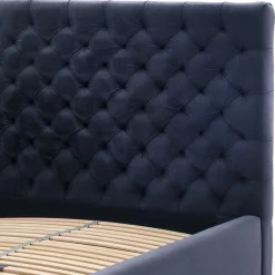 Wohnen Blaues Stauraumbett mit Chesterfield Kopfteil - Lani
