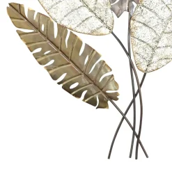 Wohnen Wandbilder*Blätter Wanddekoration in Gold Silber Grau - Kito