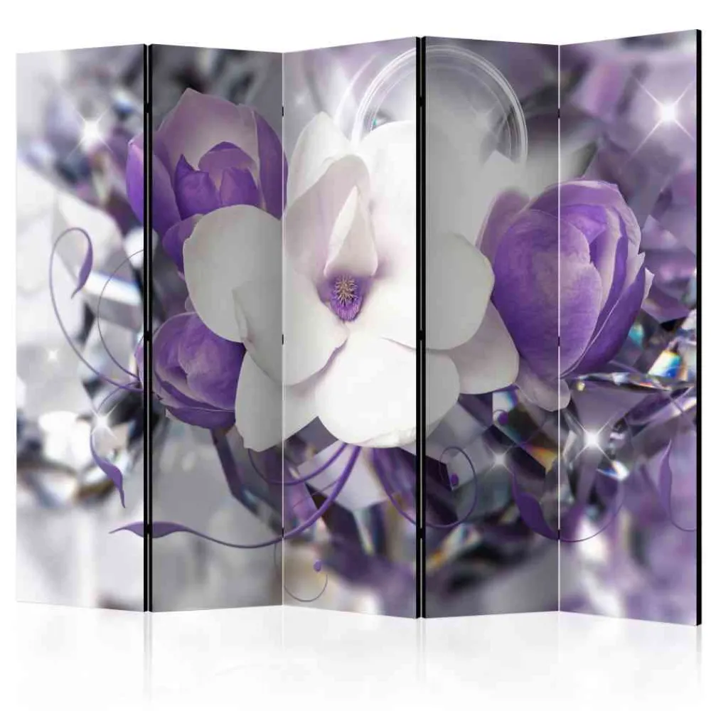 Wohnen Blumen Foto Paravent in Lila Weiß - Etresk