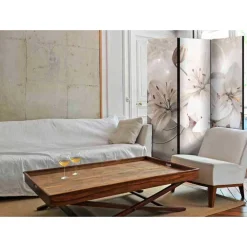 Wohnen Paravents*Blumen Motiv Paravent in Beige Grau - Villama