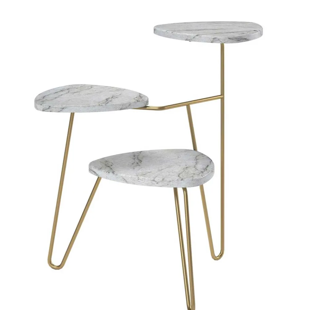 Wohnen Telefontische*Blumenständer in heller Marmoroptik - Botanios