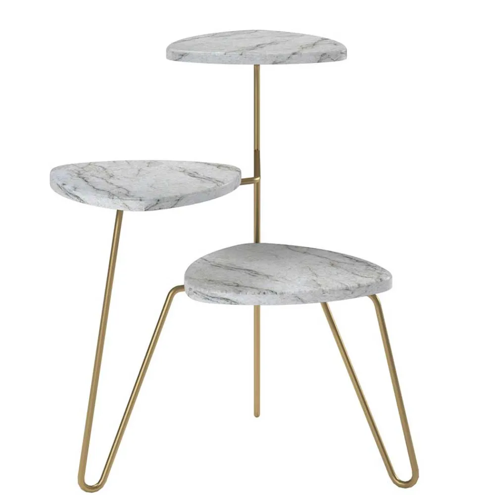 Wohnen Telefontische*Blumenständer in heller Marmoroptik - Botanios