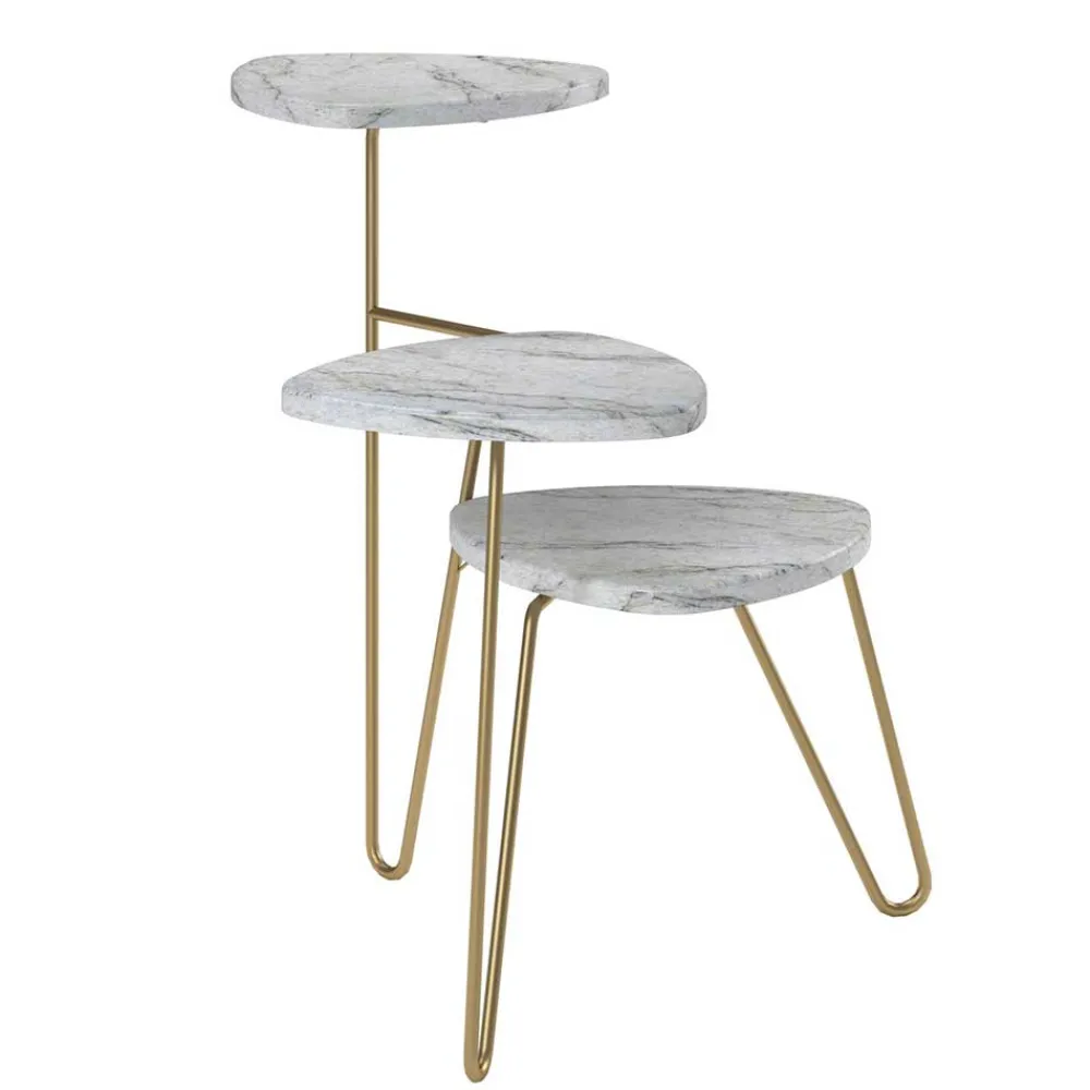 Wohnen Telefontische*Blumenständer in heller Marmoroptik - Botanios