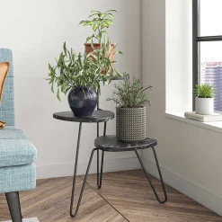 Wohnen Telefontische*Blumenständer in Marmoroptik Schwarz - Haidon