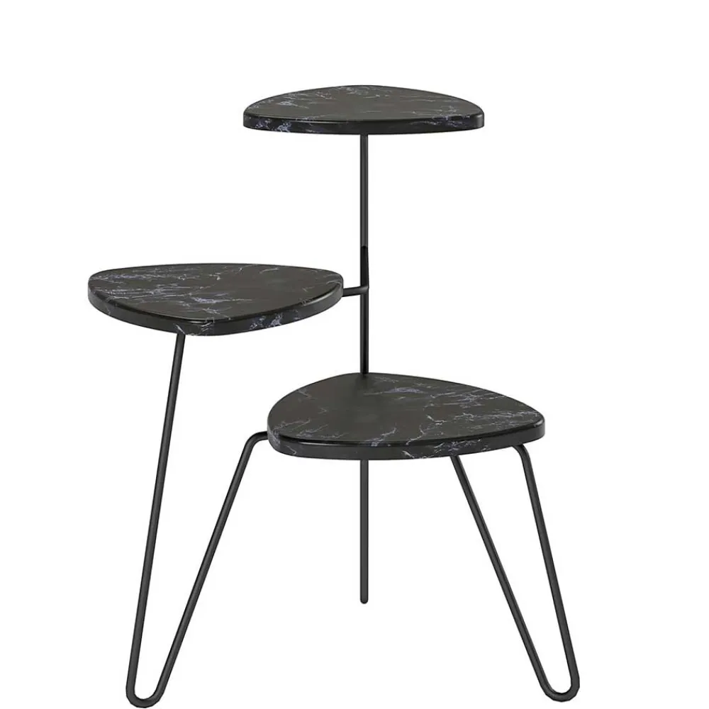 Wohnen Telefontische*Blumenständer in Marmoroptik Schwarz - Haidon