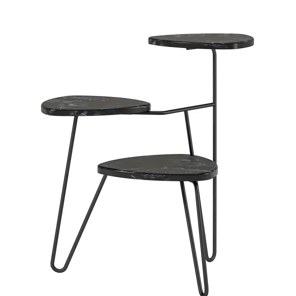 Wohnen Telefontische*Blumenständer in Marmoroptik Schwarz - Haidon