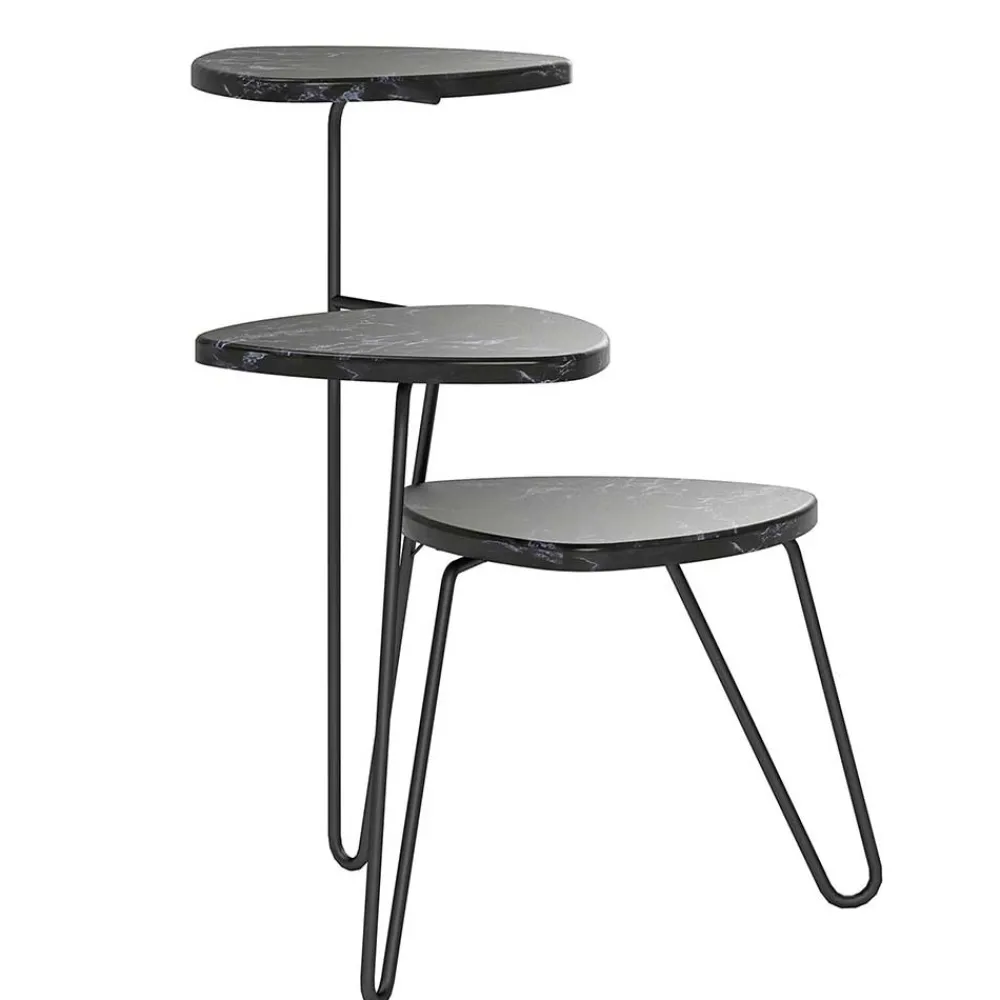 Wohnen Telefontische*Blumenständer in Marmoroptik Schwarz - Haidon