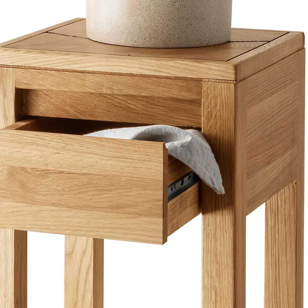 Wohnen Blumensäulen*Blumensäule mit Schublade aus Wildeiche Massivholz - Acapella