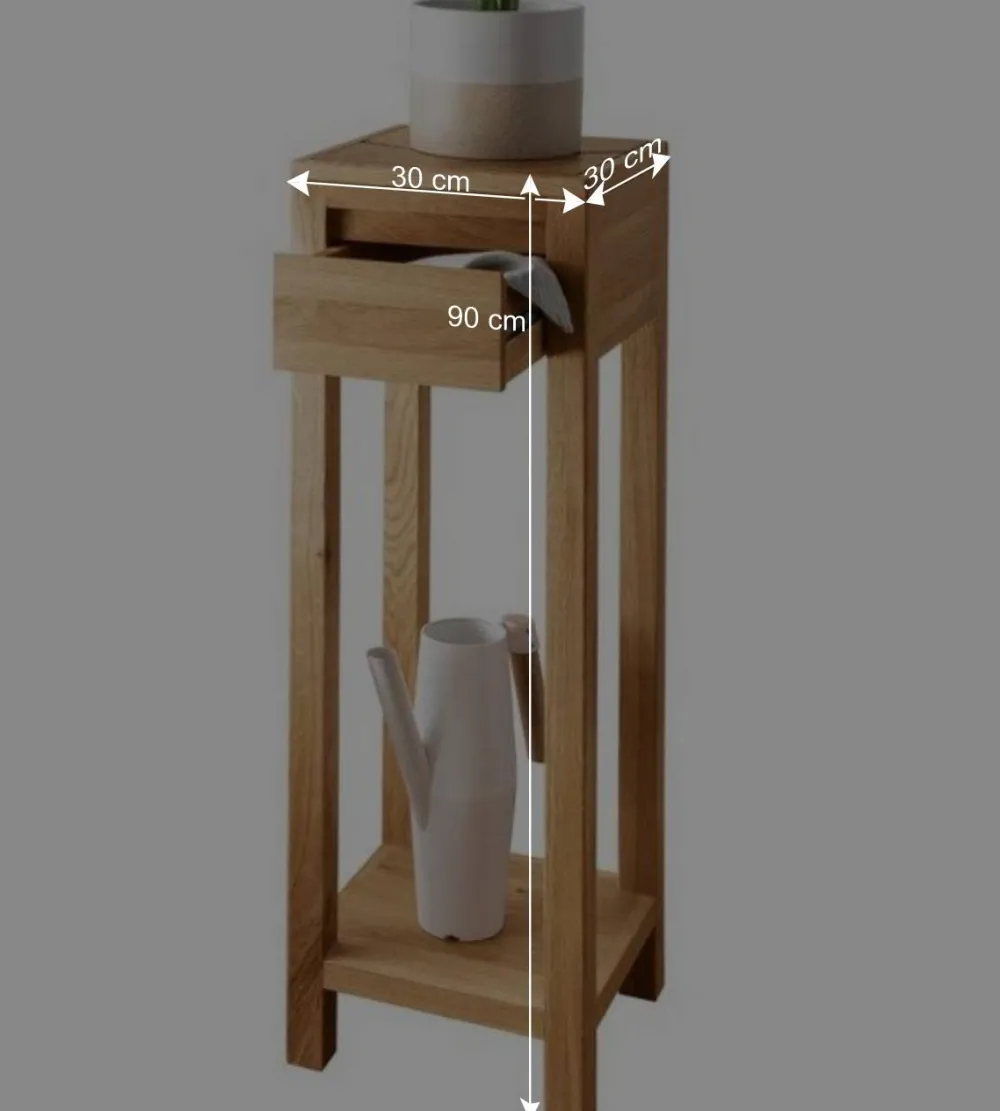 Wohnen Blumensäulen*Blumensäule mit Schublade aus Wildeiche Massivholz - Acapella