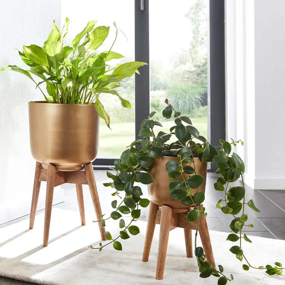 Wohnen Blumentöpfe aus Metall in Gold - Nell II (zweiteilig)