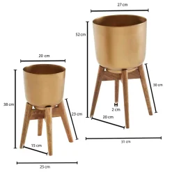 Wohnen Blumentöpfe aus Metall in Gold - Nell II (zweiteilig)