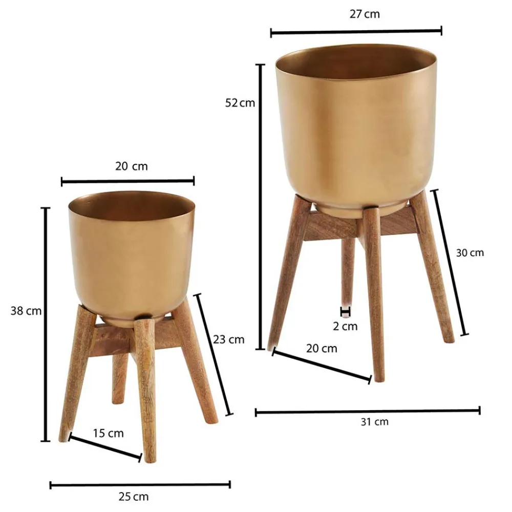 Wohnen Blumentöpfe aus Metall in Gold - Nell II (zweiteilig)