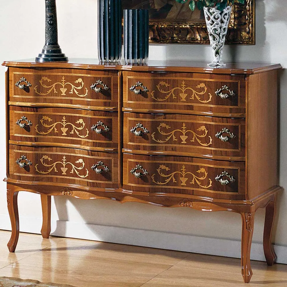 Wohnen Bodenfreie Kommode mit 6 Schubladen Agosto im Barock Stil