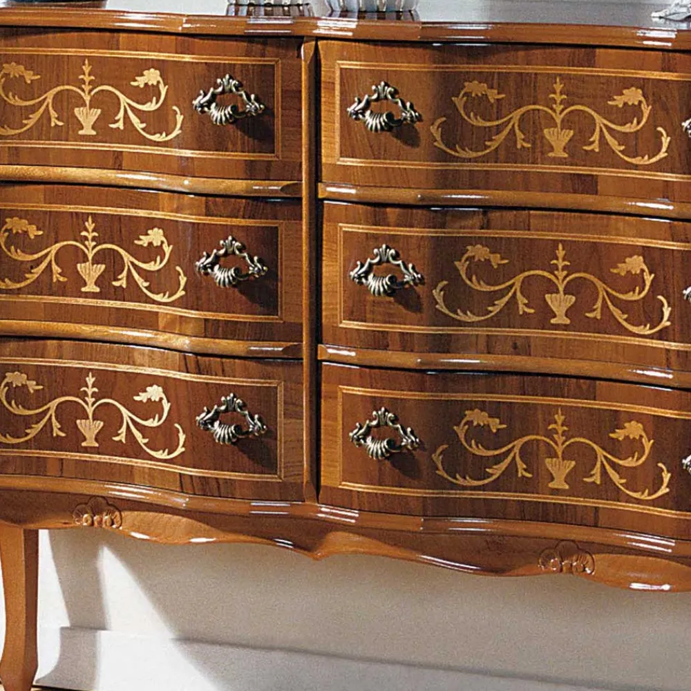 Wohnen Bodenfreie Kommode mit 6 Schubladen Agosto im Barock Stil