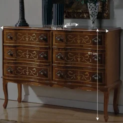 Wohnen Bodenfreie Kommode mit 6 Schubladen Agosto im Barock Stil