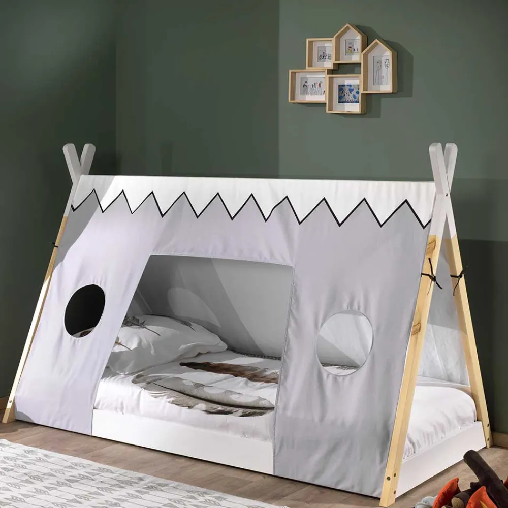 Kinder Wohnen Bodentiefes Bett für Kinder in Zeltoptik - Nitrino