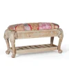 Wohnen Boho Style Möbel|Schuhschränke*Boho Polsterbank in Holz White Wash - Sorellas