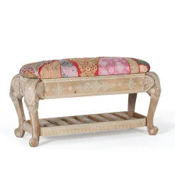 Wohnen Boho Style Möbel|Schuhschränke*Boho Polsterbank in Holz White Wash - Sorellas