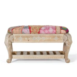 Wohnen Boho Style Möbel|Schuhschränke*Boho Polsterbank in Holz White Wash - Sorellas