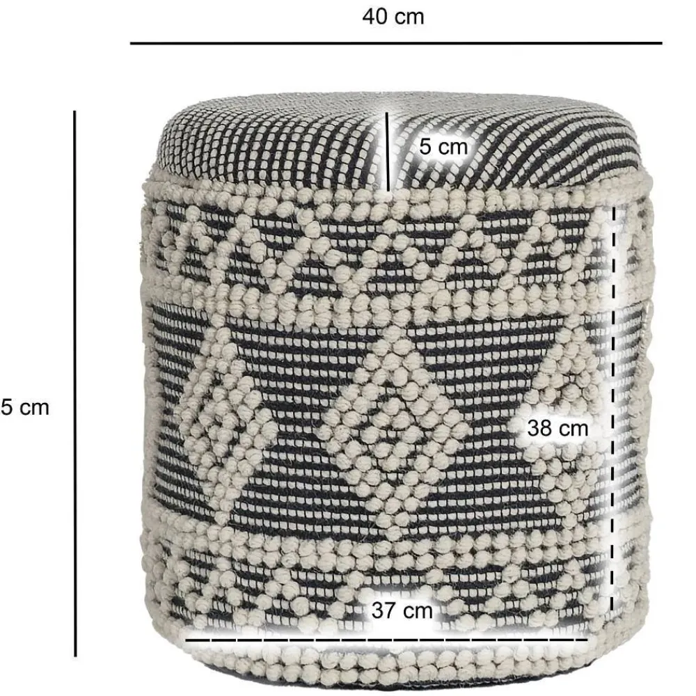 Wohnen Boho Polsterhocker aus Wolle Webstoff - Fiodor